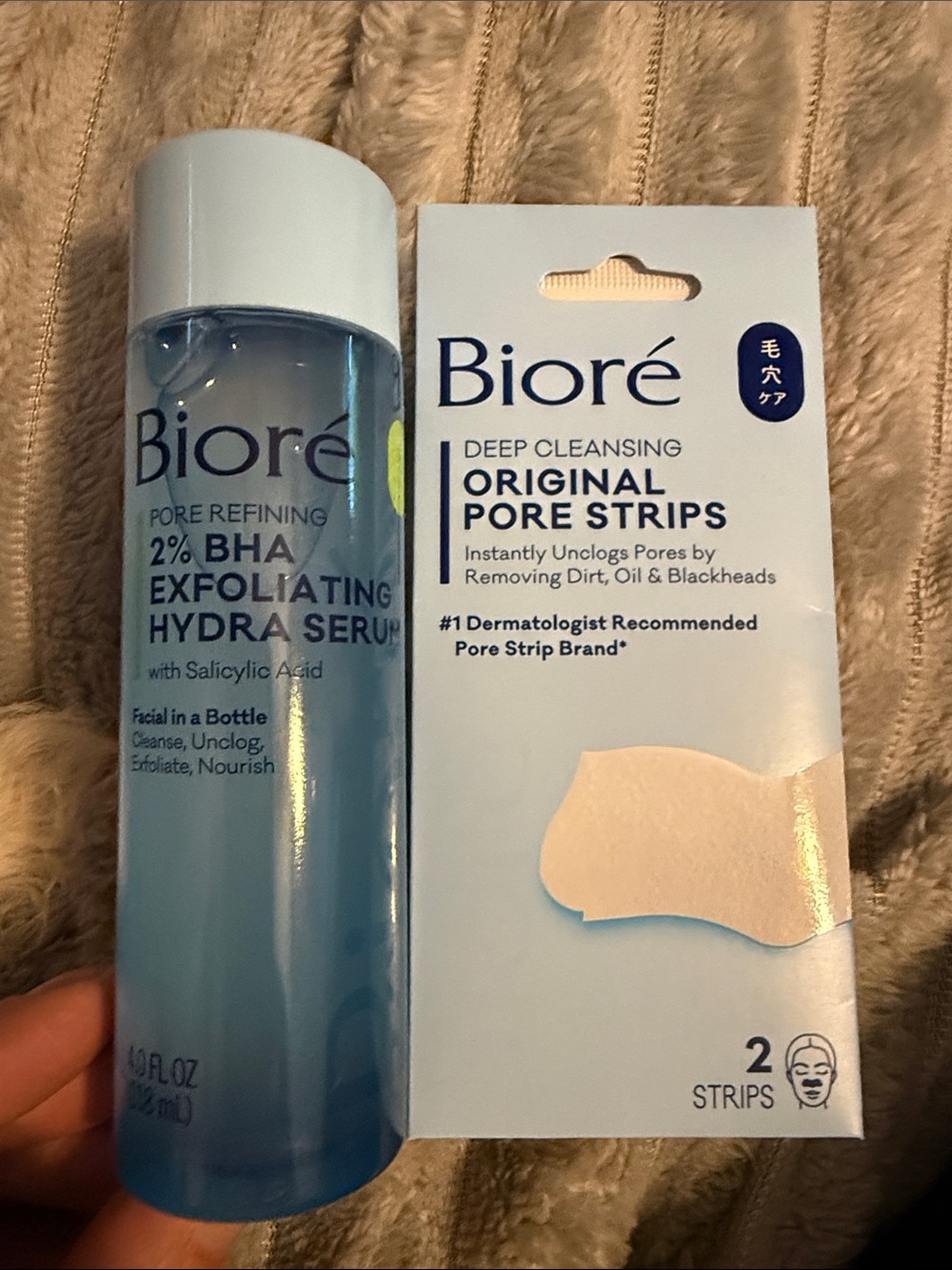 Bioré Blue 2% BHA Exfoliating Hydra Serum + Original Pore Strips